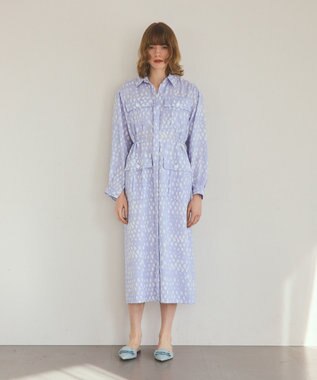 GRACE CONTINENTAL ハーフドットミリタリーワンピース ブルー