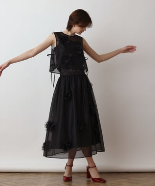 GRACE CONTINENTAL メッシュフラワートップ ブラック