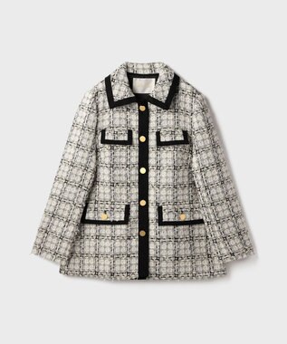 GRACE CONTINENTAL トリミングツイードショートコート ホワイト