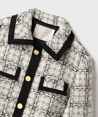 GRACE CONTINENTAL トリミングツイードショートコート ホワイト