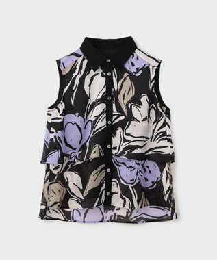 GRACE CONTINENTAL プリントレイヤードノースリーブ ブラック