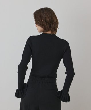 GRACE CONTINENTAL ラメリブニットトップ ブラック