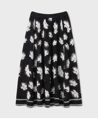 GRACE CONTINENTAL ラメフローラルニットスカート ブラック