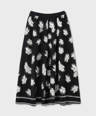 GRACE CONTINENTAL ラメフローラルニットスカート ブラック
