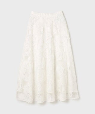 GRACE CONTINENTAL ローズ刺繍フレアスカート ホワイト