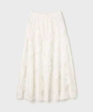 GRACE CONTINENTAL ローズ刺繍フレアスカート ホワイト