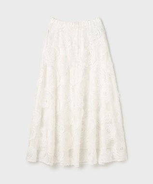 GRACE CONTINENTAL ローズ刺繍フレアスカート ホワイト