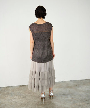 GRACE CONTINENTAL ラメメッシュニットトップ ゴールド