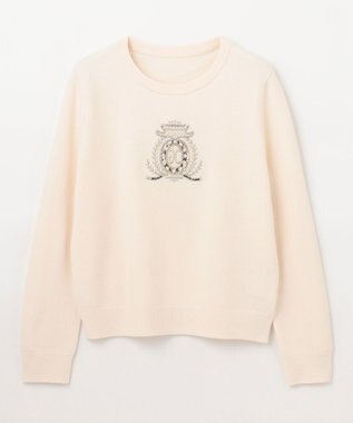 GRACE CONTINENTAL エンブレム刺繍ニットトップ ホワイト