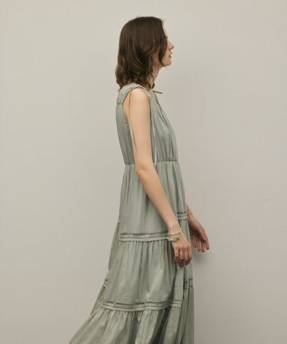 GRACE CONTINENTAL コットンシルクティアードワンピース グリーン