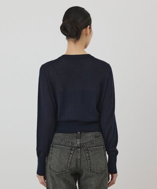 GRACE CONTINENTAL バイカラーウールニットカーディガン ネイビー