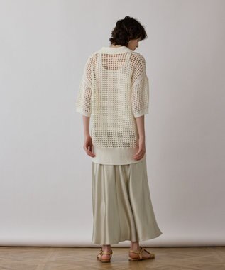 GRACE CONTINENTAL メッシュスキッパーニットカーディガン ホワイト