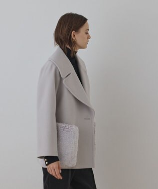 GRACE CONTINENTAL ファーポケットピーコート ベージュ