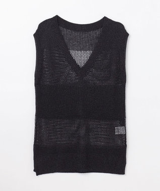 GRACE CONTINENTAL ラメメッシュニットトップ ブラック