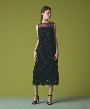 GRACE CONTINENTAL フラワーembドレス ブラック