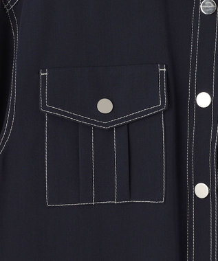 GRACE CONTINENTAL 配色ステッチワークシャツワンピース ネイビー