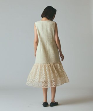 GRACE CONTINENTAL チュールコンビツイードワンピース キナリ