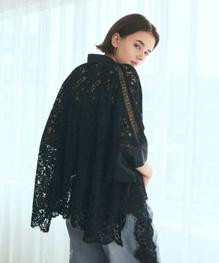 GRACE CONTINENTAL レースポンチョシャツ ブラック