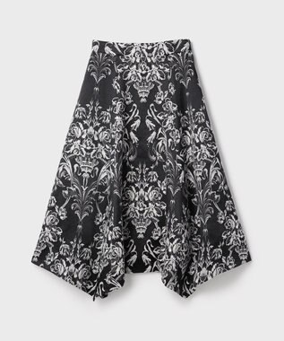 GRACE CONTINENTAL オーナメントジャガードハンカチヘムスカート ブラック