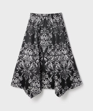 GRACE CONTINENTAL オーナメントジャガードハンカチヘムスカート ブラック