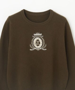 GRACE CONTINENTAL エンブレム刺繍ニットトップ カーキ