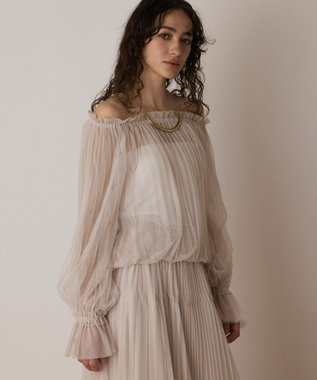 GRACE CONTINENTAL チュールプリーツトップ ベージュ