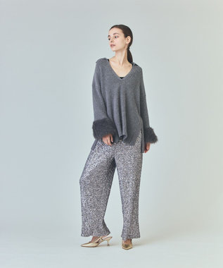 GRACE CONTINENTAL フェザースリーブニットトップ グレー