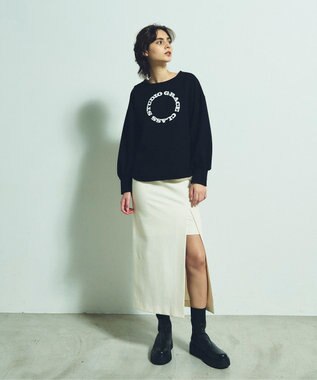 GRACE CONTINENTAL フロッキーロゴプリントトップ ブラック