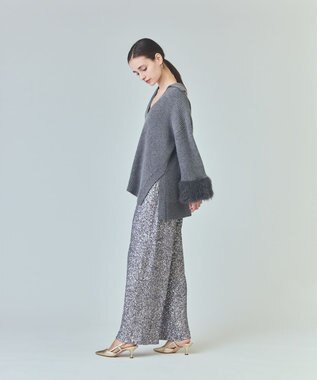 GRACE CONTINENTAL フェザースリーブニットトップ グレー