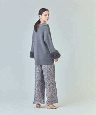 GRACE CONTINENTAL フェザースリーブニットトップ グレー