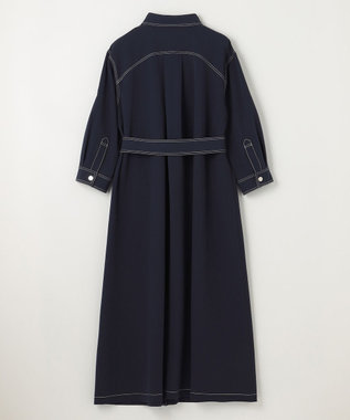 GRACE CONTINENTAL 配色ステッチワークシャツワンピース ネイビー