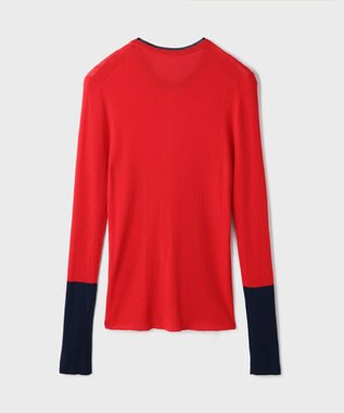 GRACE CONTINENTAL バイカラーリブニットカーディガン レッド