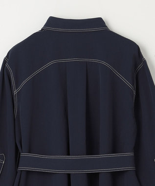 GRACE CONTINENTAL 配色ステッチワークシャツワンピース ネイビー