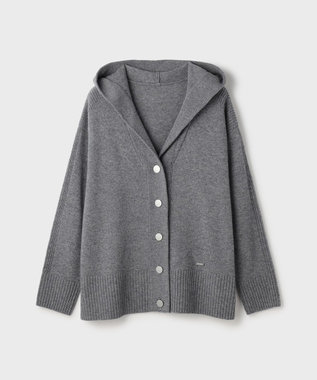 GRACE CONTINENTAL ウールフードニットカーディガン グレー