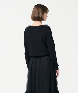 GRACE CONTINENTAL ギャザーフリルニットカーディガン ブラック