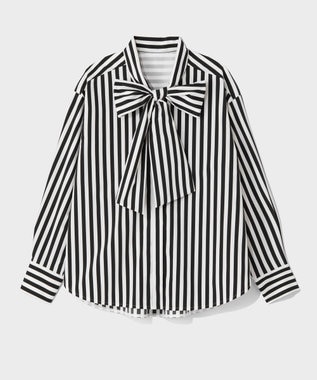 GRACE CONTINENTAL タフタストライプブラウス ブラック