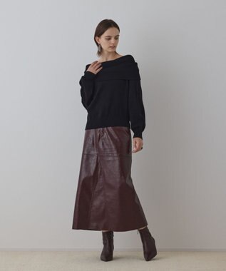 GRACE CONTINENTAL ウールオフショルニットトップ ブラック