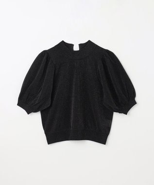 GRACE CONTINENTAL ラメシアーパフニットトップ ブラック