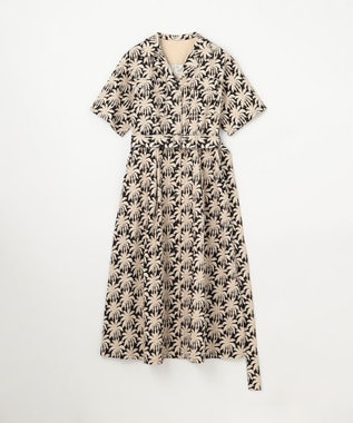 GRACE CONTINENTAL パームモチーフシャツワンピース ブラック