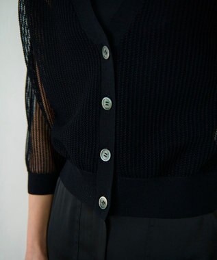 GRACE CONTINENTAL メッシュニットカーディガン ブラック