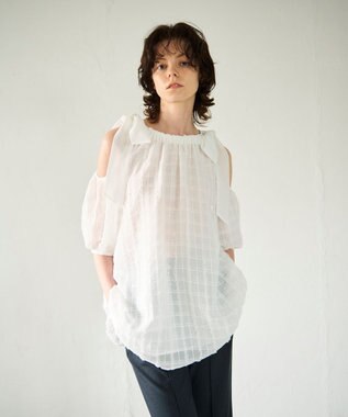 GRACE CONTINENTAL チュールフリルフレアトップ ホワイト