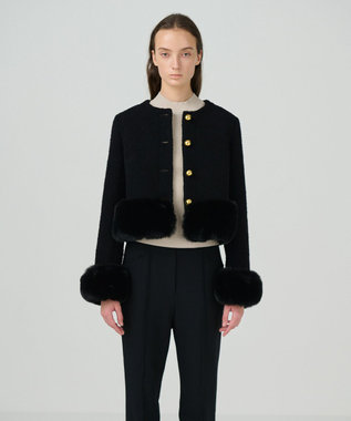 GRACE CONTINENTAL ツイードコンビジャケット ブラック