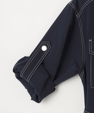 GRACE CONTINENTAL 配色ステッチワークシャツワンピース ネイビー