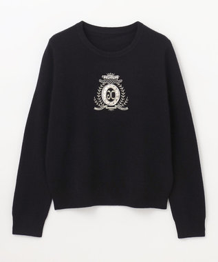 GRACE CONTINENTAL エンブレム刺繍ニットトップ ブラック