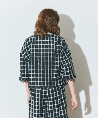 GRACE CONTINENTAL ハーフスリーブツイードジャケット ブラック