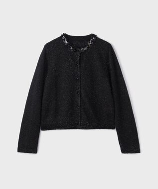 GRACE CONTINENTAL ラメフェザ－ニットカーディガン ブラック