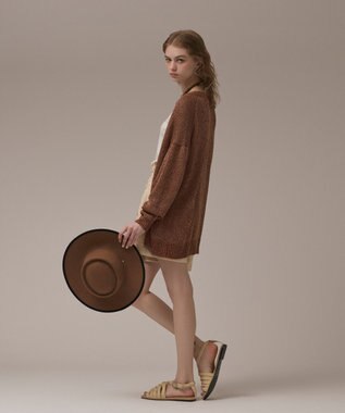 GRACE CONTINENTAL ラメルーズニットカーディガン ブラウン