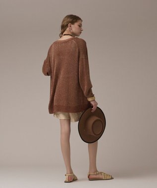 GRACE CONTINENTAL ラメルーズニットカーディガン ブラウン