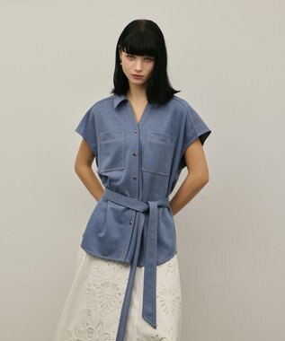 GRACE CONTINENTAL ジャージワークシャツ ブルー