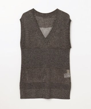 GRACE CONTINENTAL ラメメッシュニットトップ ゴールド